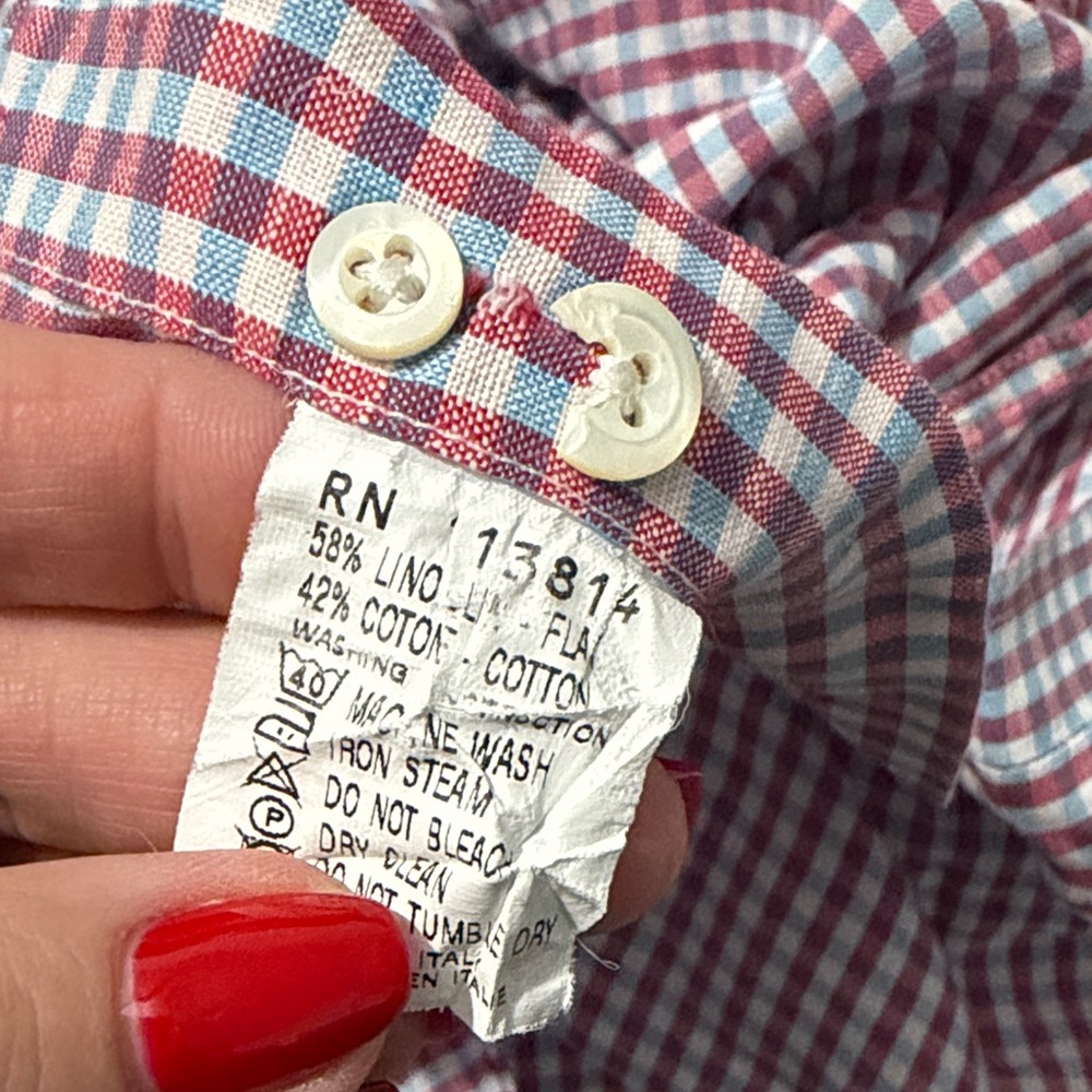 Billy Reid Red and Blue Checkered Casual Shirt - Picture 5 of 7